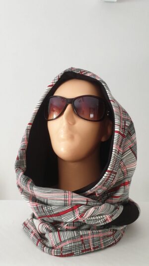 20191021_130246 Kapturokomin damski, wzór "kratka", dwustronny (wzór nr 12)