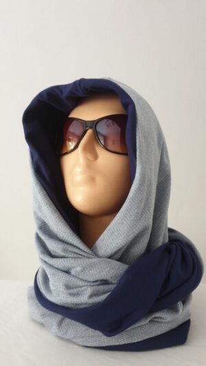 20191021_132100 Kapturokomin damski, granatowo-niebieski, dwustronny (wzór nr 13)