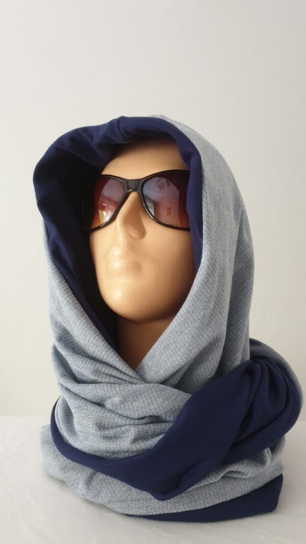 20191021_132100 Kapturokomin damski, granatowo-niebieski, dwustronny (wzór nr 13)