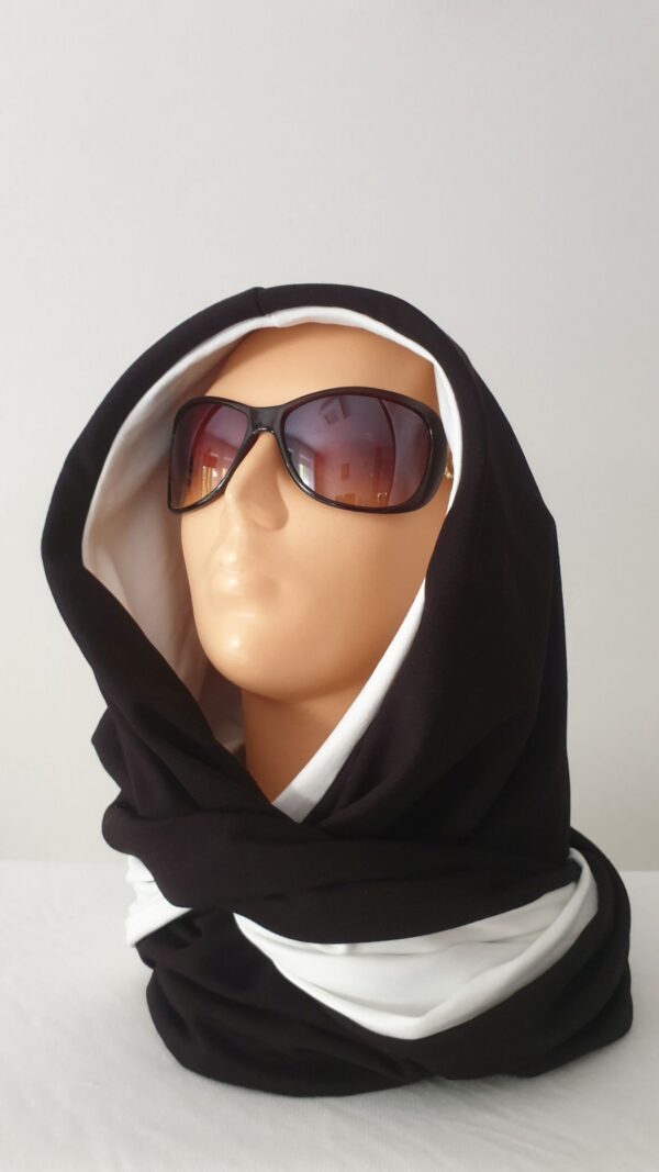 20191021_132743 Kapturokomin damski, wzór biało-czarny, dwustronny (wzór nr 5)