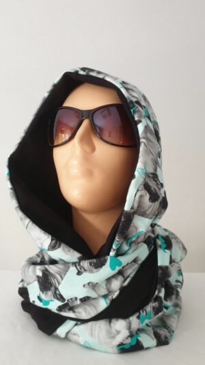 20191021_133547 Kapturokomin damski, pieski na miętowym, dwustronny (wzór nr 18)