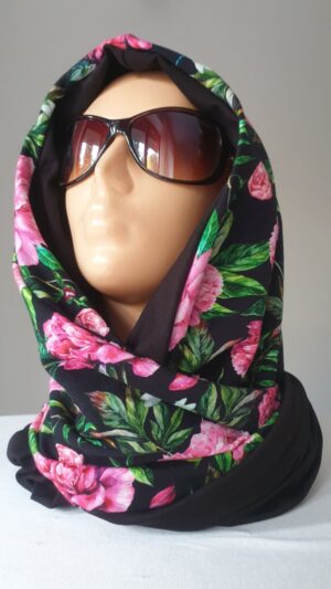 20191118_132309 Kapturokomin damski, wzór w piwonie, dwustronny (wzór nr 7 )