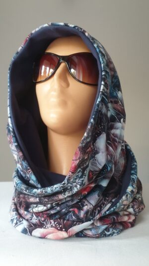 20191118_132858 Kapturokomin damski, wzór zegary z różami. Dwustronny (wzór nr 6 )