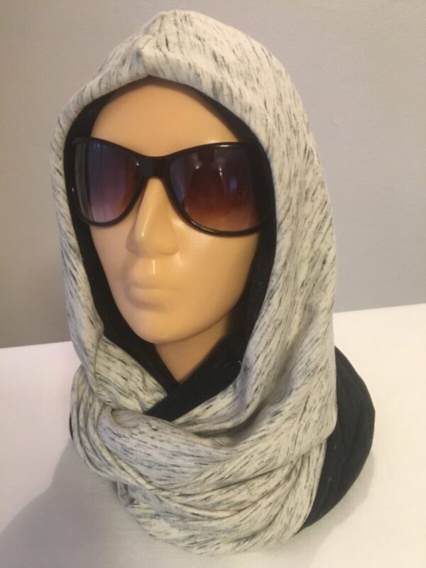 IMG_3654 Kapturokomin damski, wzór kremowy melanż-czarny melanż, dwustronny (wzór nr 21)