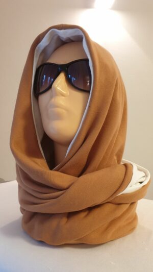 image005 Kapturokomin damski, biały-kamel, dwustronny (wzór nr 16)